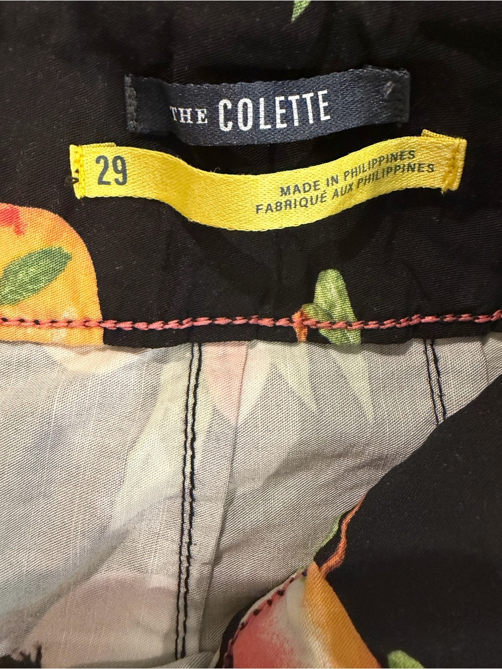 Anthropologie Maeve Black Pants with Peach Print Size 29 - Picture 7 of 7
